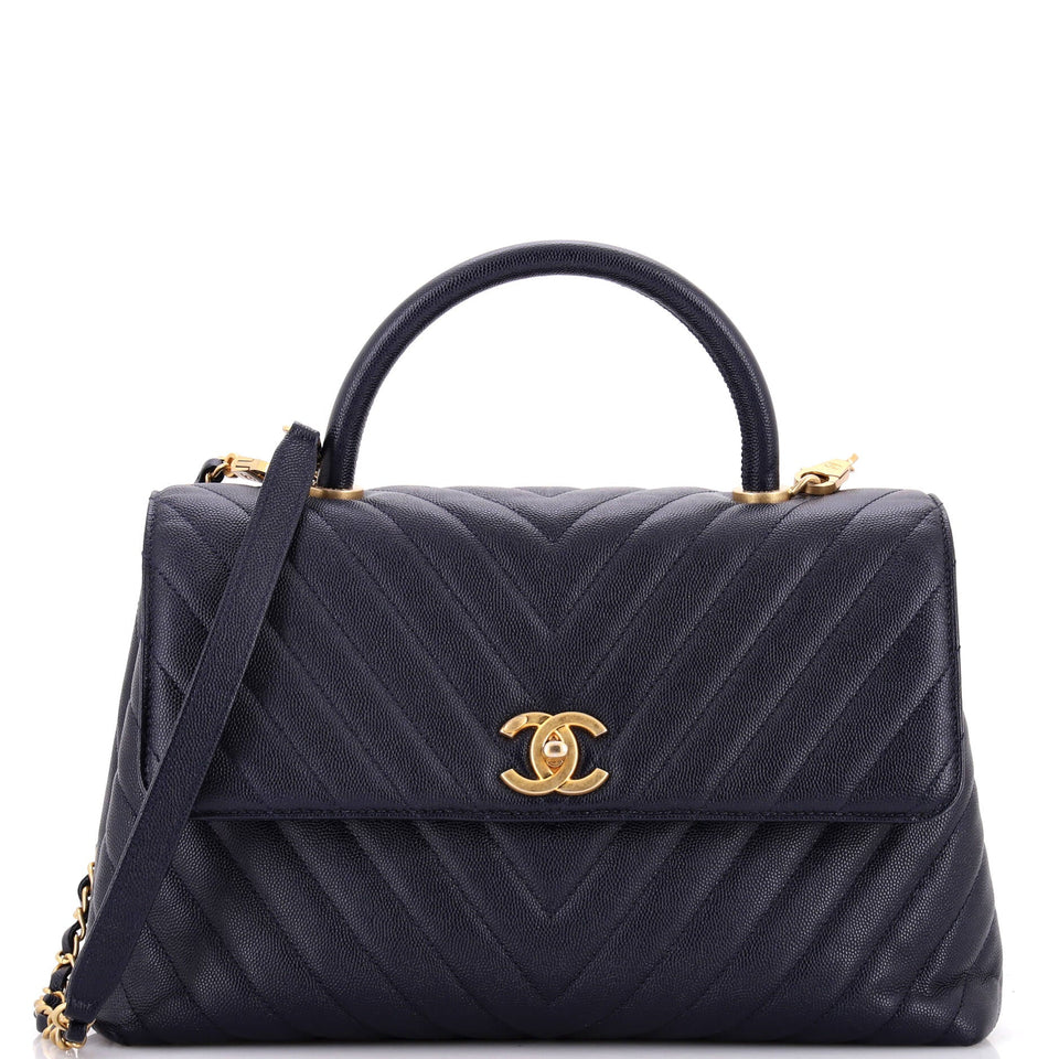 Coco Top Handle Bag Chevron Caviar Medium