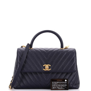 Coco Top Handle Bag Chevron Caviar Medium