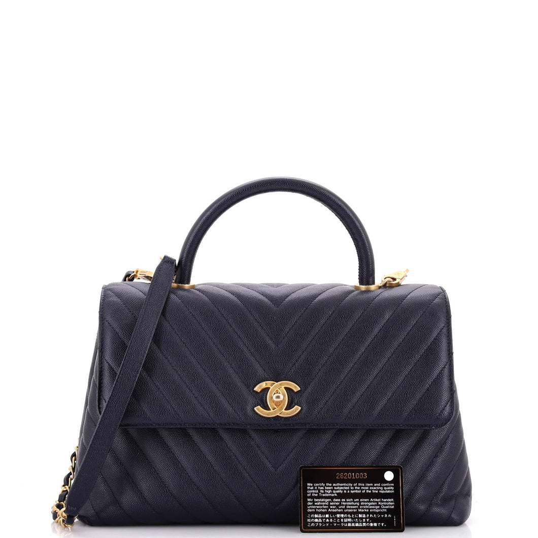Coco Top Handle Bag Chevron Caviar Medium