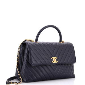 Coco Top Handle Bag Chevron Caviar Medium
