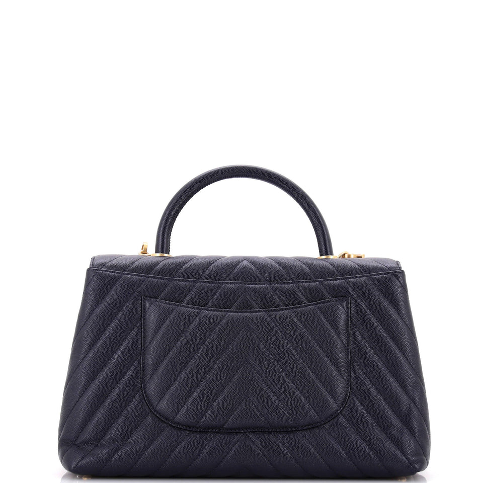 Coco Top Handle Bag Chevron Caviar Medium