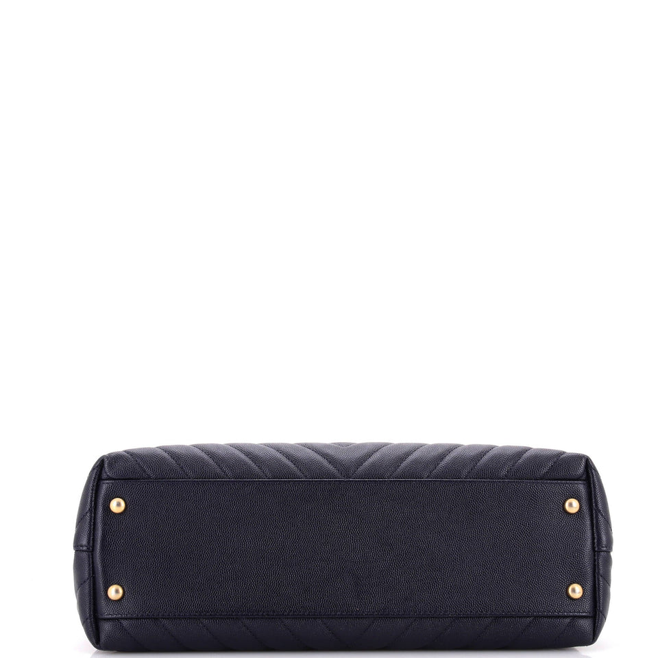 Coco Top Handle Bag Chevron Caviar Medium
