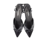 Women's CC Cap Toe Bow Slingback Pumps Tweed and Satin