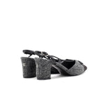 Women's CC Cap Toe Bow Slingback Pumps Tweed and Satin