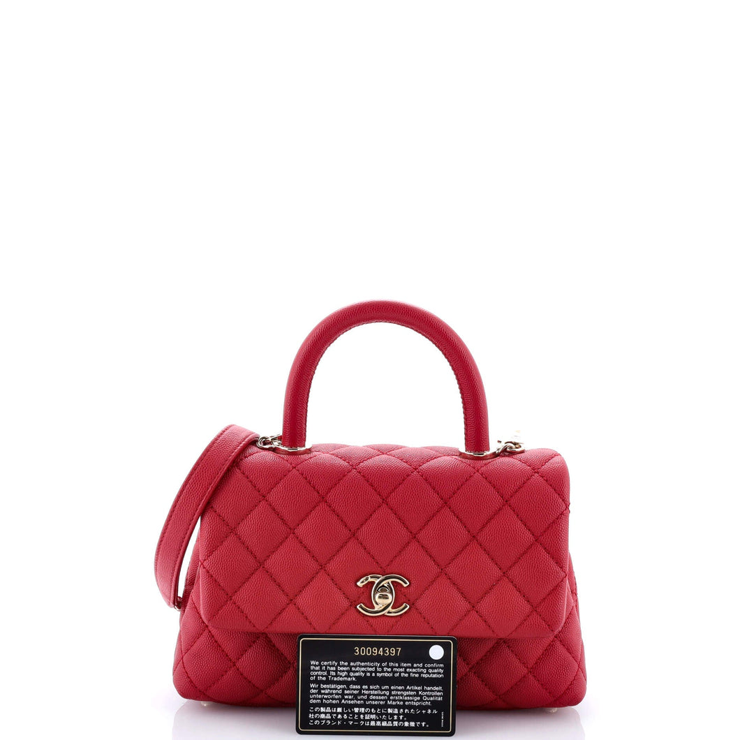 Coco Top Handle Bag Quilted Caviar Mini