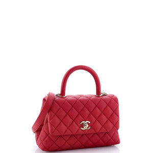 Coco Top Handle Bag Quilted Caviar Mini
