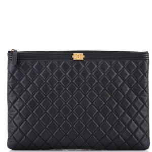 Boy O Case Clutch Quilted Lambskin Large