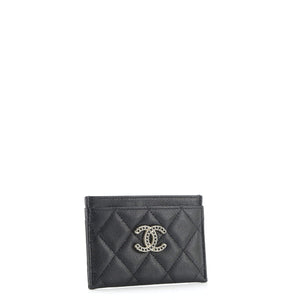 Crystal CC Card Holder Quilted Caviar