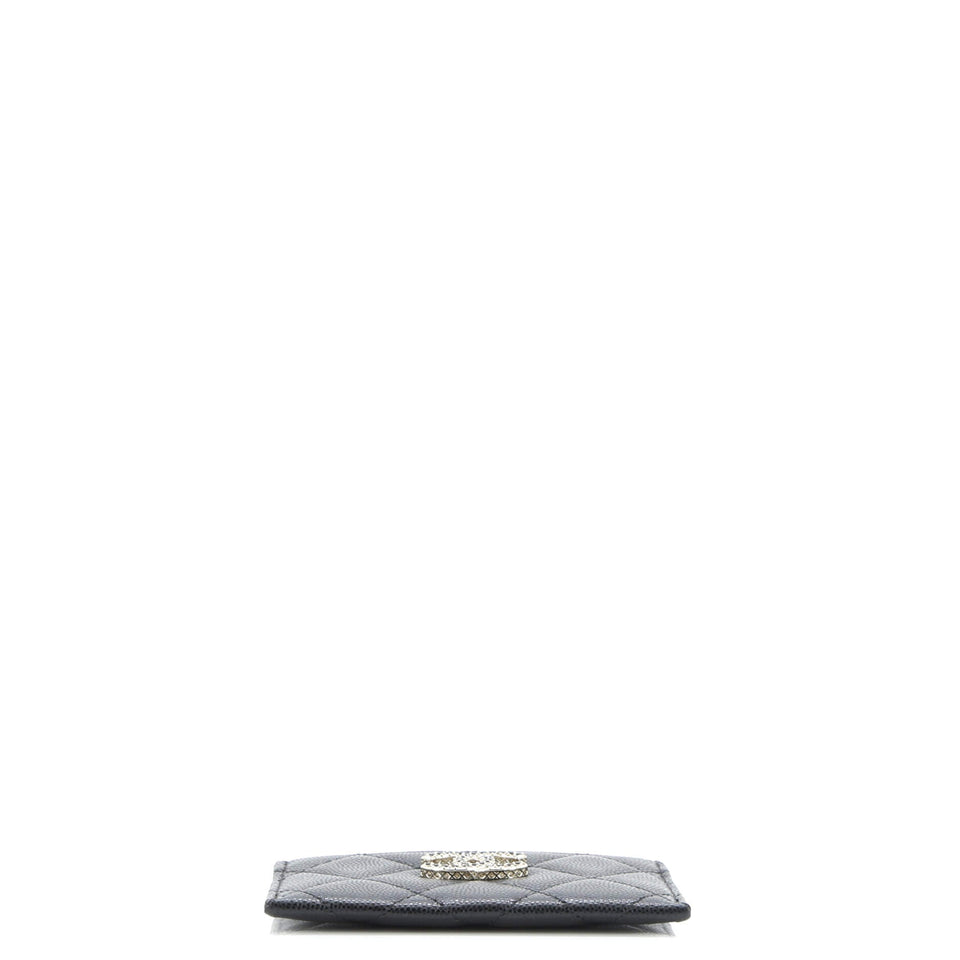 Crystal CC Card Holder Quilted Caviar