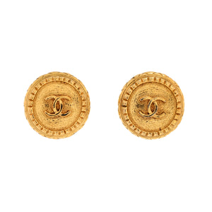 Vintage CC Round Clip-On Earrings Metal