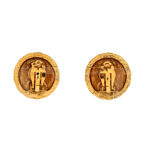 Vintage CC Round Clip-On Earrings Metal