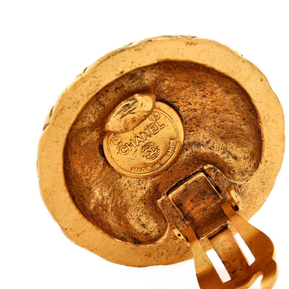 Vintage CC Round Clip-On Earrings Metal