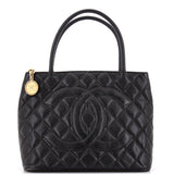 Medallion Tote Quilted Caviar