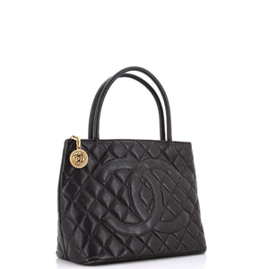 Medallion Tote Quilted Caviar