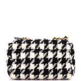 19 Flap Bag Quilted Houndstooth Tweed and Ribbon Medium