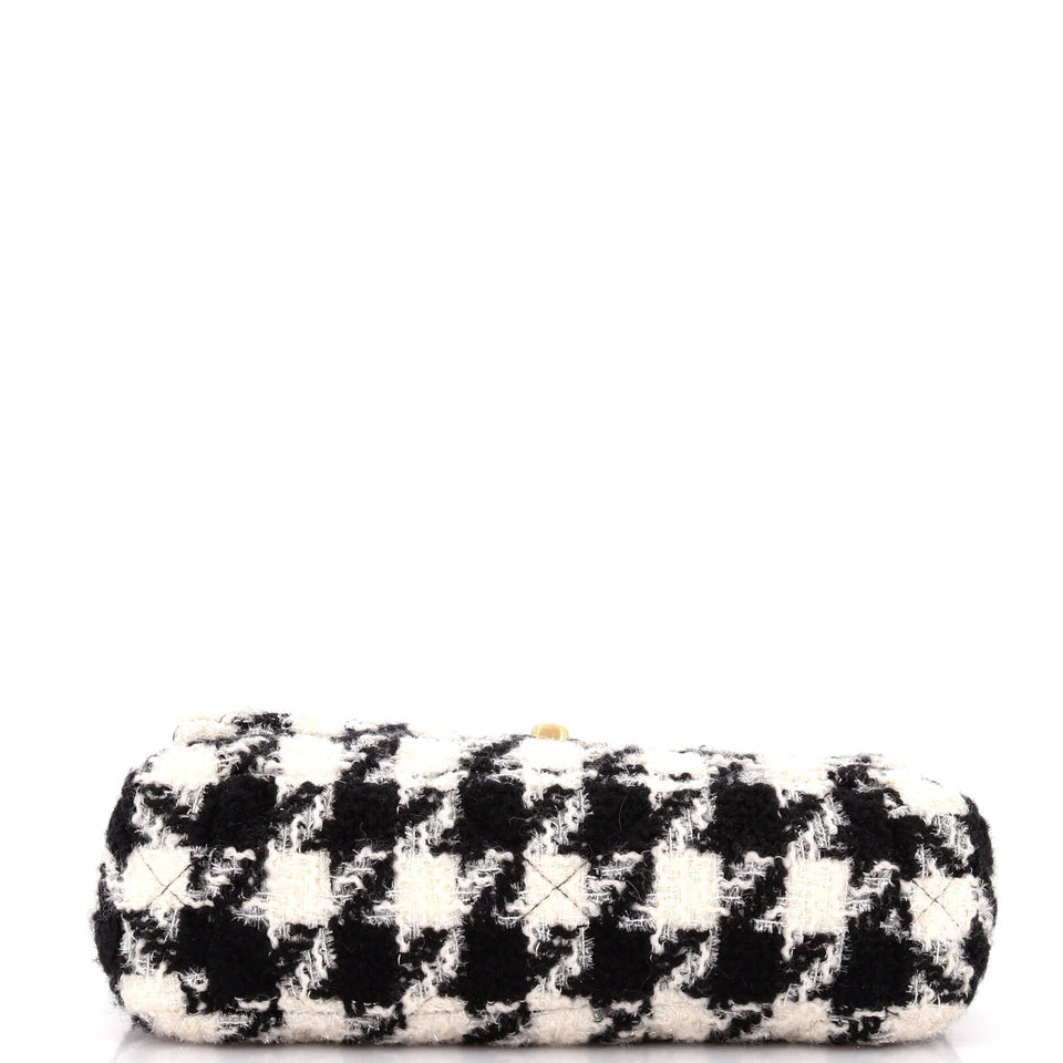 19 Flap Bag Quilted Houndstooth Tweed and Ribbon Medium