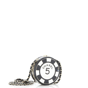 Poker Chip Clutch With Chain Quilted Lambskin with Enamel
