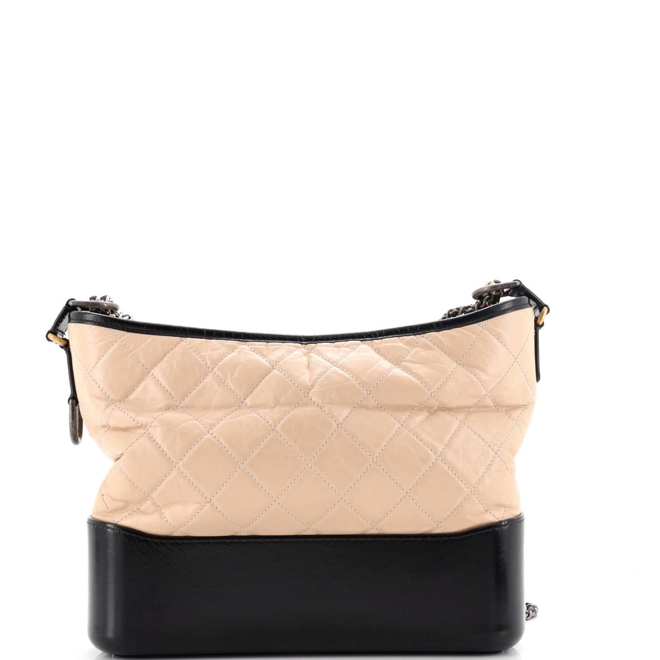 Bicolor Gabrielle Hobo Quilted Aged Calfskin Medium
