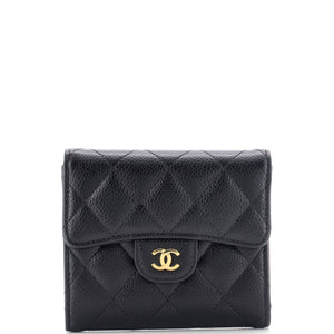 CC Compact Classic Flap Wallet Quilted Caviar