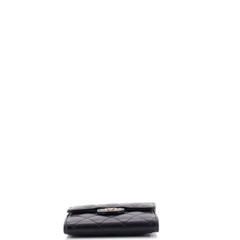 CC Compact Classic Flap Wallet Quilted Caviar