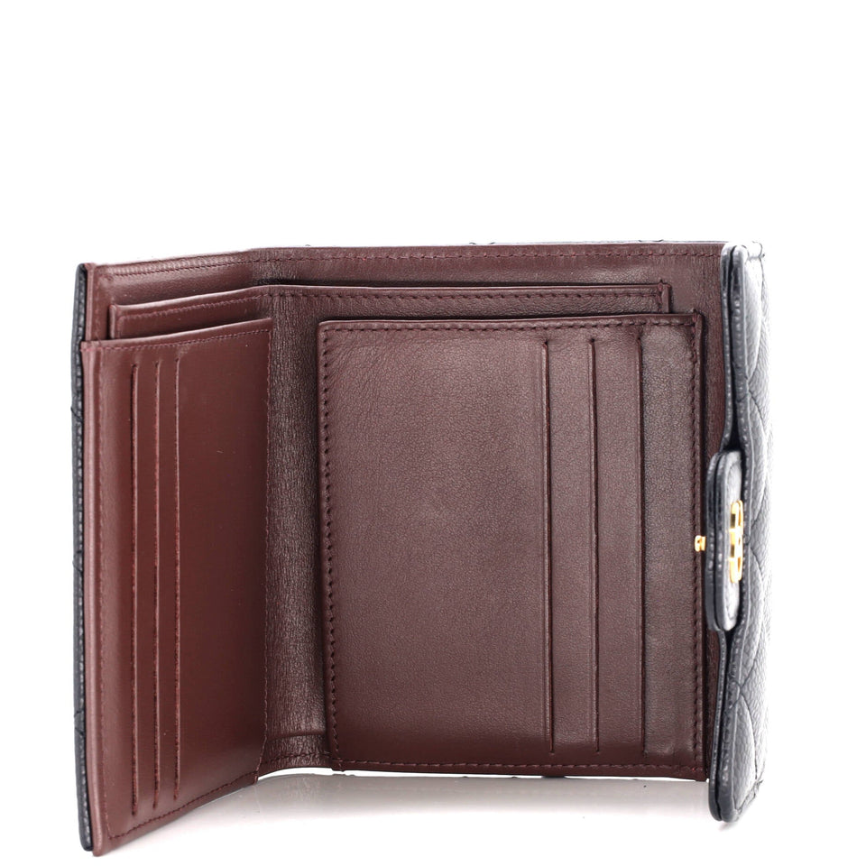 CC Compact Classic Flap Wallet Quilted Caviar