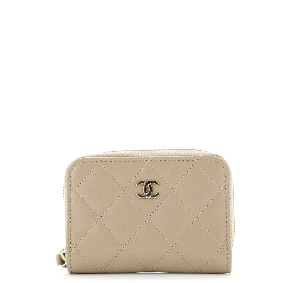 CC Zip Coin Purse Quilted Caviar Small