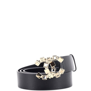 CC Buckle Belt Leather with Crystal Embellished Metal Medium