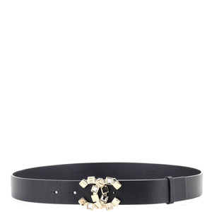 CC Buckle Belt Leather with Crystal Embellished Metal Medium
