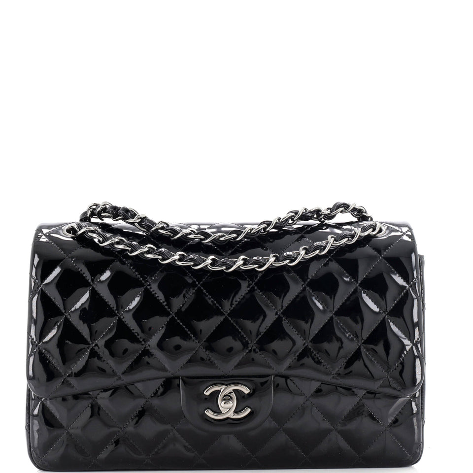 Classic Double Flap Bag Quilted Patent Jumbo