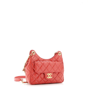 Wavy CC Hobo Quilted Crumpled Calfskin Small