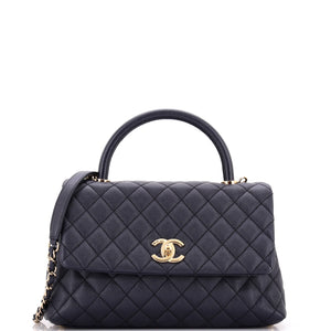 Coco Top Handle Bag Quilted Caviar Small