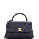 Coco Top Handle Bag Quilted Caviar Small