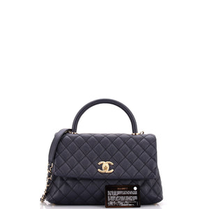 Coco Top Handle Bag Quilted Caviar Small