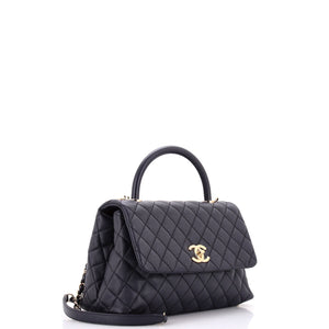 Coco Top Handle Bag Quilted Caviar Small