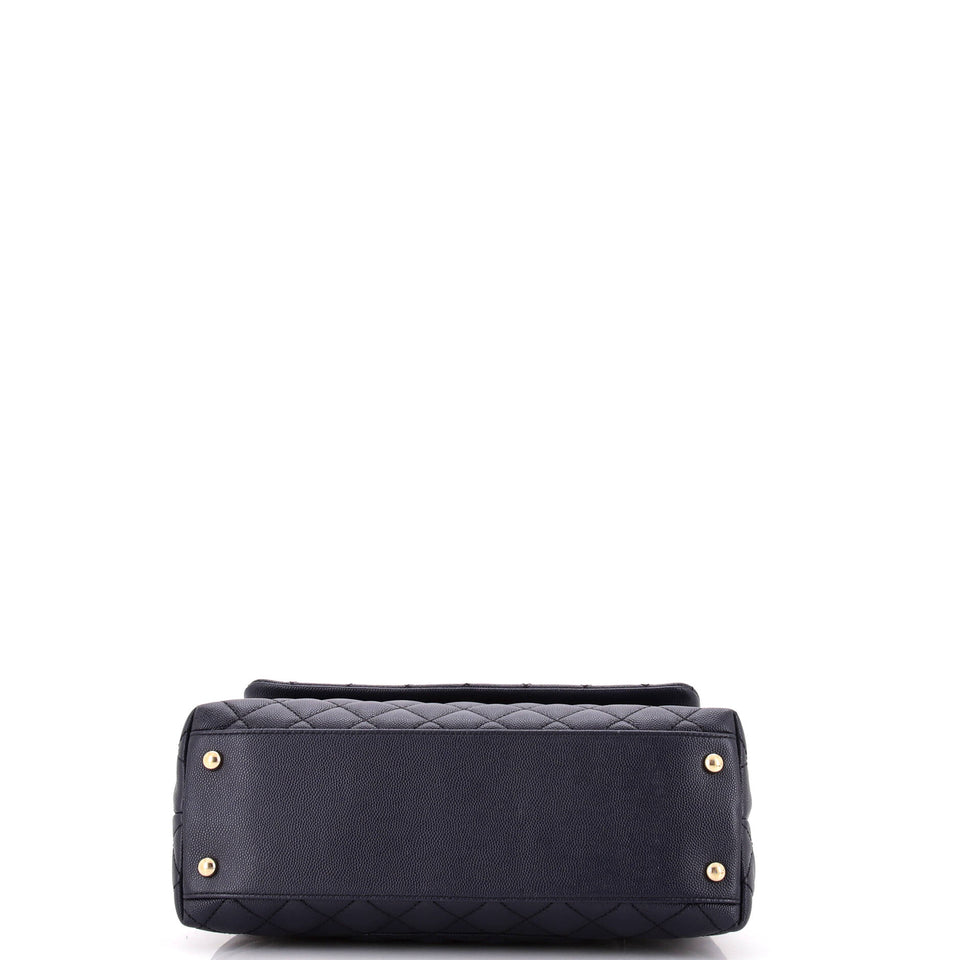 Coco Top Handle Bag Quilted Caviar Small
