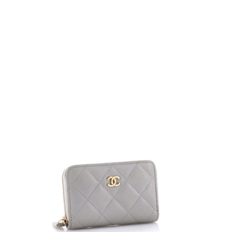 CC Zip Coin Purse Quilted Caviar Small