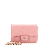 Classic Flap Card Holder on Chain Quilted Caviar Mini