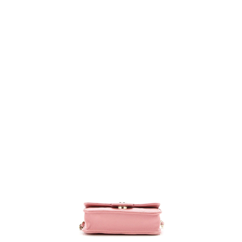 Classic Flap Card Holder on Chain Quilted Caviar Mini