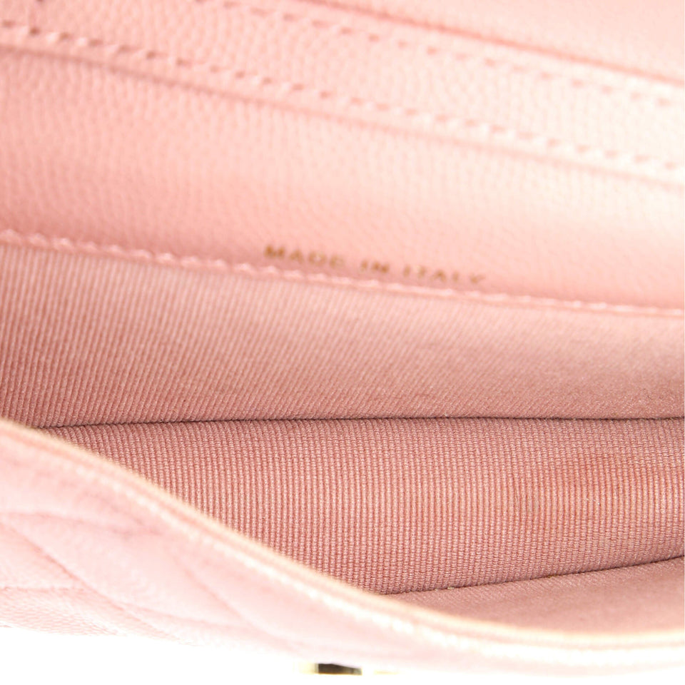 Classic Flap Card Holder on Chain Quilted Caviar Mini