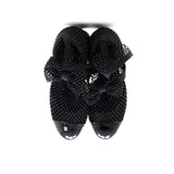 Women's Bow Cap Toe Mary Jane Boots Crystal Embellished Mesh