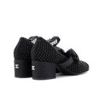 Women's Bow Cap Toe Mary Jane Boots Crystal Embellished Mesh
