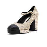 Women's Cap Toe CC Mary Jane Platform Pumps Glitter