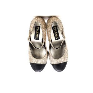 Women's Cap Toe CC Mary Jane Platform Pumps Glitter