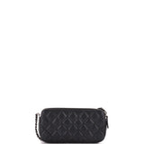 Double Zip Clutch with Chain Quilted Caviar