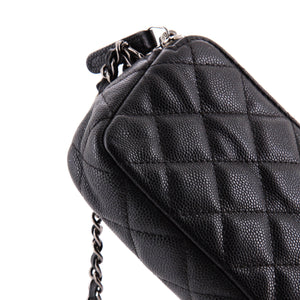 Double Zip Clutch with Chain Quilted Caviar
