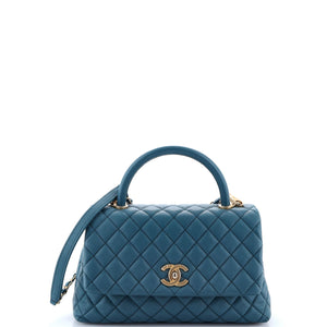 Coco Top Handle Bag Quilted Caviar Small