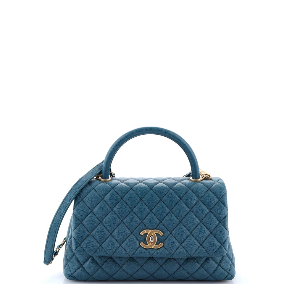 Coco Top Handle Bag Quilted Caviar Small