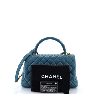 Coco Top Handle Bag Quilted Caviar Small