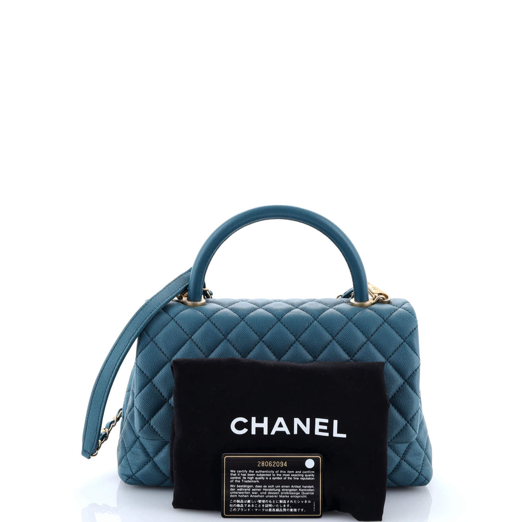 Coco Top Handle Bag Quilted Caviar Small