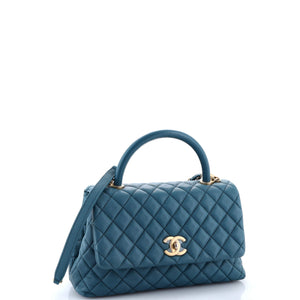 Coco Top Handle Bag Quilted Caviar Small